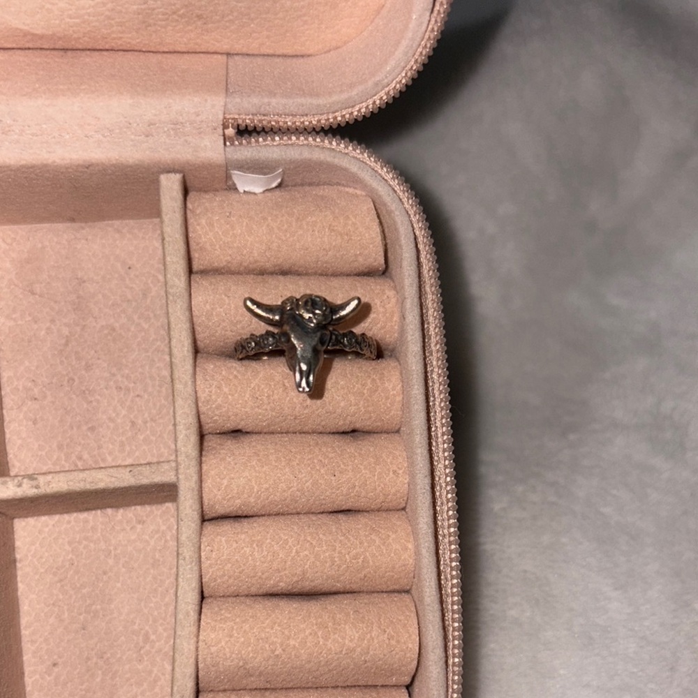Silver Bull Head Ring
